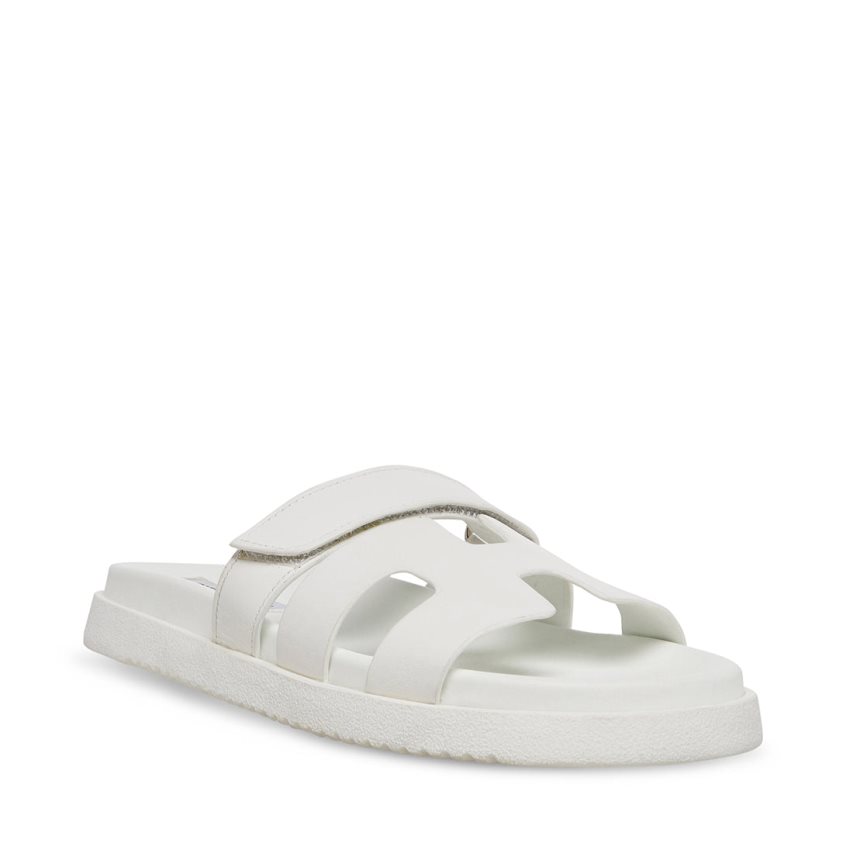 Sandalias Planas Steve Madden Mayven Cuero Mujer Blancas | ES WHE231